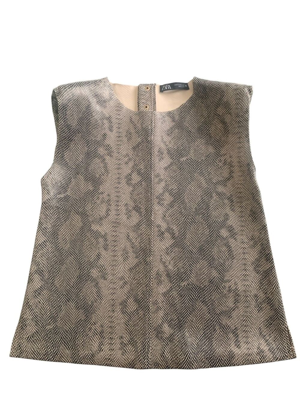 Zara Women’s Snakeskin Print Sleeveless Top Size Medium Brown Tan Animal Pattern